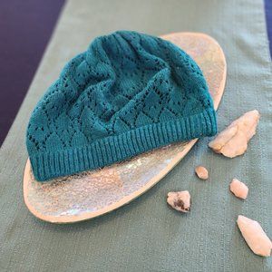 Drapey Teal Knit Hat |Trendy, lightweight style